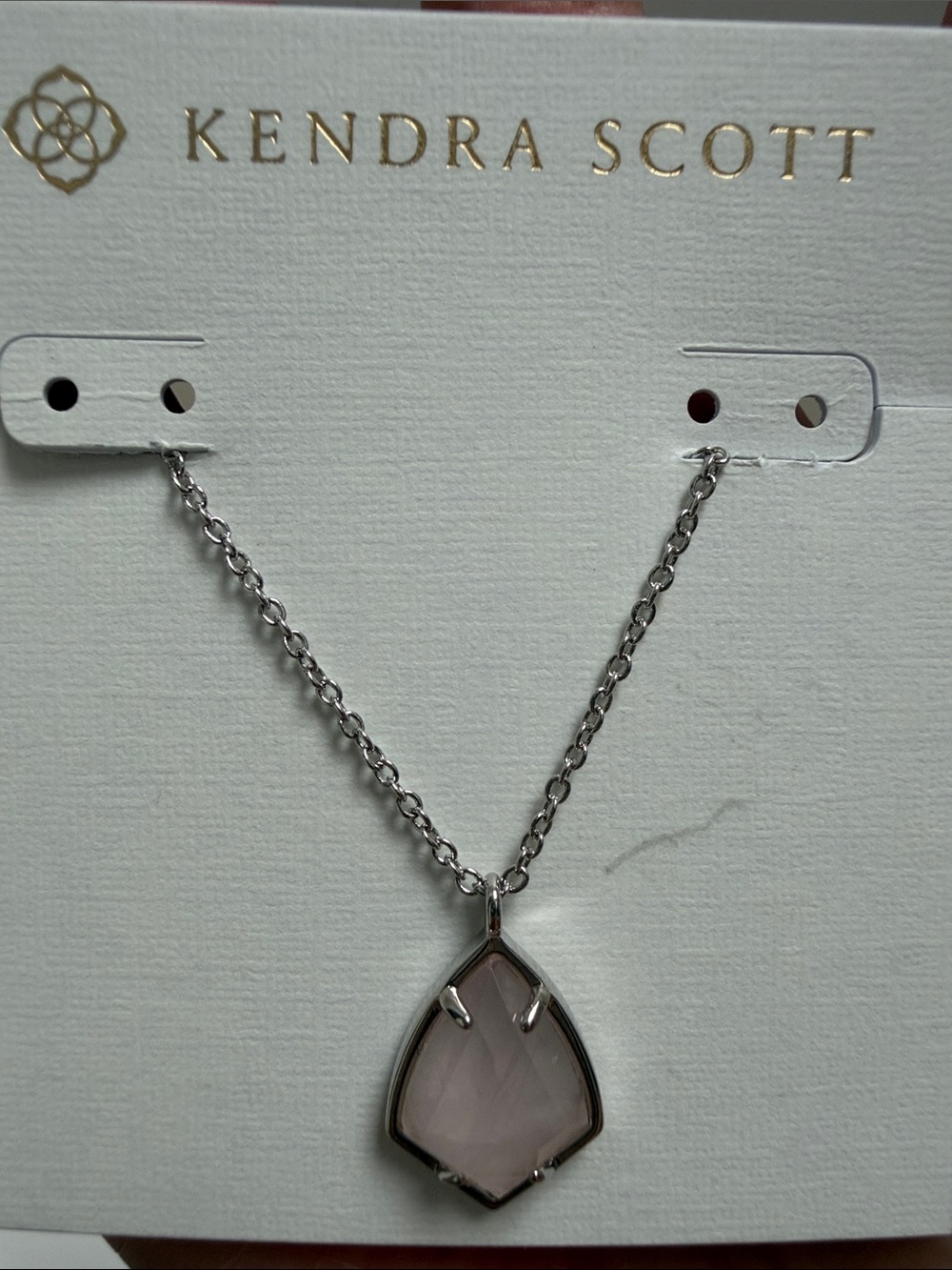 Kendra Scott Soft Pink Teardrop Pendant Necklace - Silver